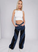 Two tone wide leg jeans 