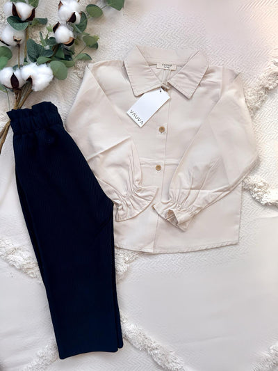 VAUVA Mädchen-Set aus Bio-Baumwolle – Beige und Rosa