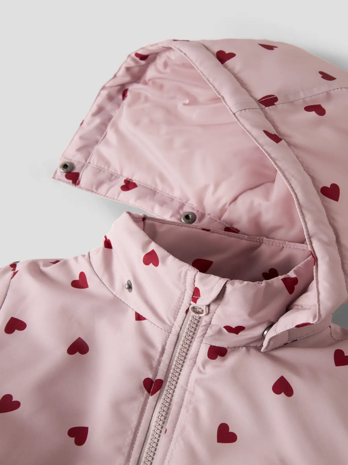 Name It water-repellent warm jacket for girls with heart pattern