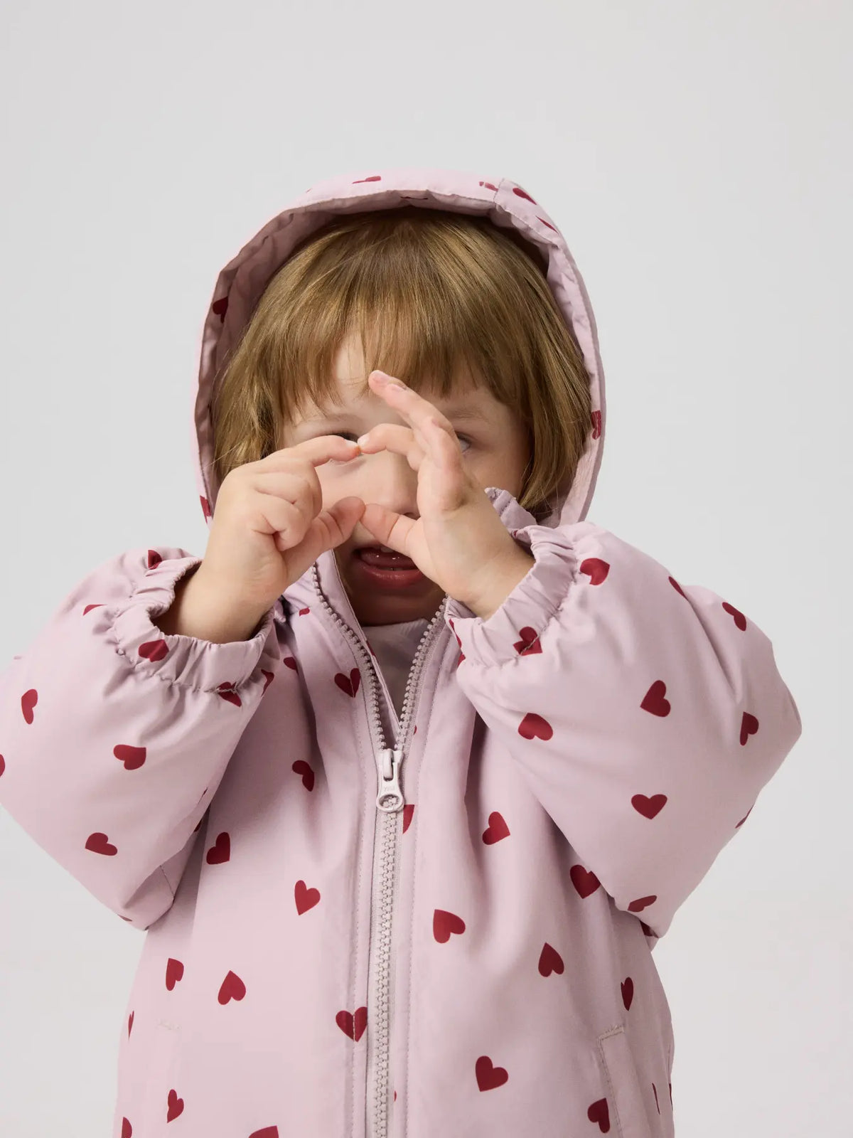 Name It water-repellent warm jacket for girls with heart pattern