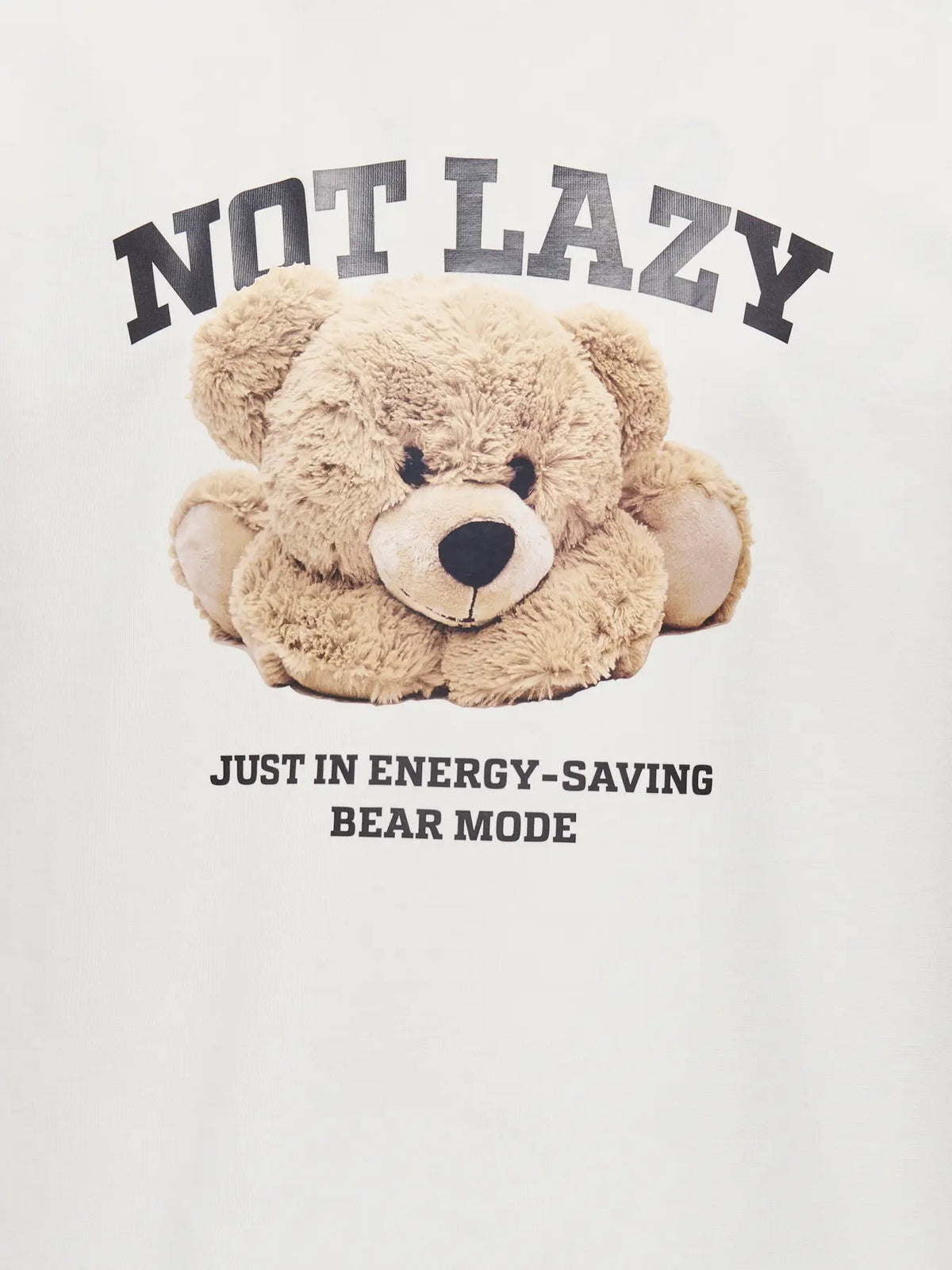 Only Girls — Majica kratkih rukava "Not Lazy" s medvjedićem | Off white