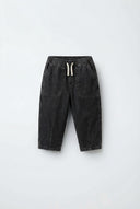 La'ciel Paris Kinder-Jeanshose - schwarzer gewaschener Denim (elastischer Bund)