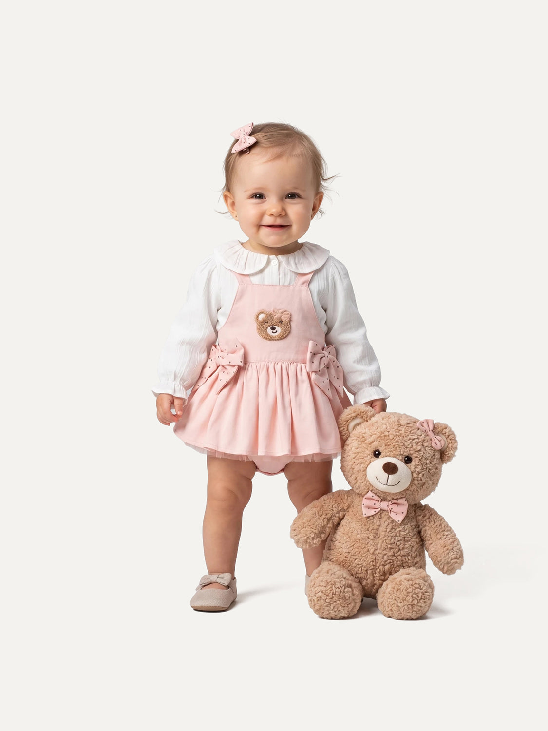 Cumino Komplet s Teddy Bear Motivom - Bijela košuljica & Ružičasta Suknja
