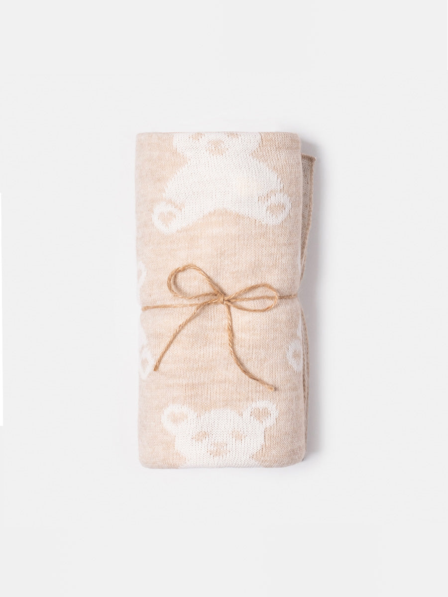 Cumino Strickdecke mit Bärenmotiv 85 x 95 cm