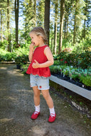 Only Mini — Jeans-Shorts mit Erdbeer-Stickerei | Hellblau