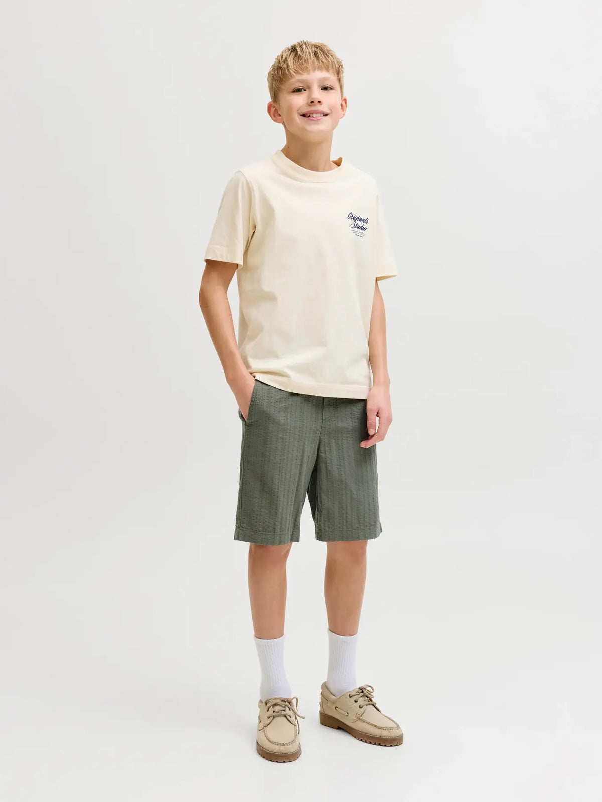 Jack & Jones Junior jogger shorts od seersucker tkanine