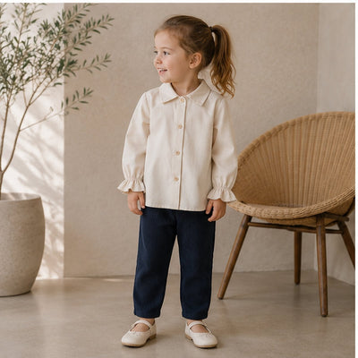 VAUVA girls' organic cotton set - Beige and Pink