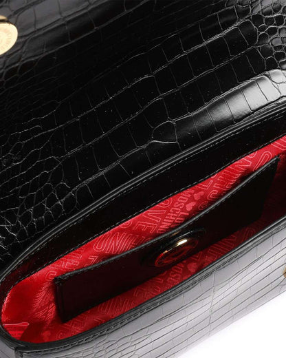 Schwarze Love Moschino-Tasche mit Kette und goldenen Details