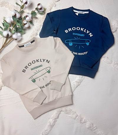 Kinder T-Shirt mit Brooklyn-Aufdruck - 100% Baumwolle - Größen 110-134