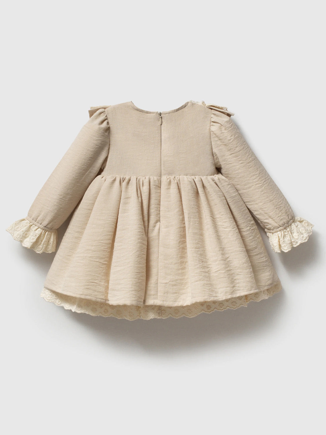 Cumino Elegantna Haljina - Cream Poliester s Lace Ovratnikom & Cute zekom