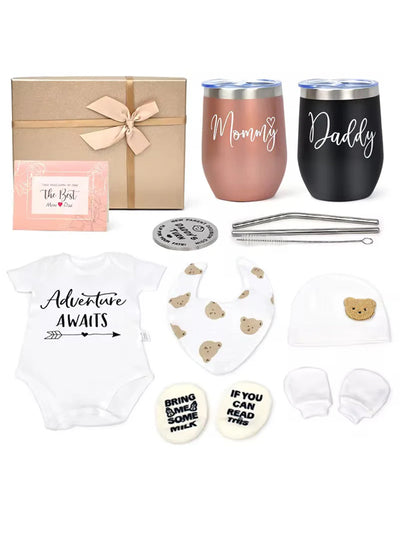 Geschenkpaket für frischgebackene Eltern – Gold- oder Silberbox | Originelles Geschenk zur Babyparty