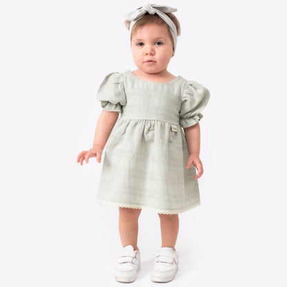 POPSHOPS Leinenkleid mit Schleife und Band (3–18 Monate) 