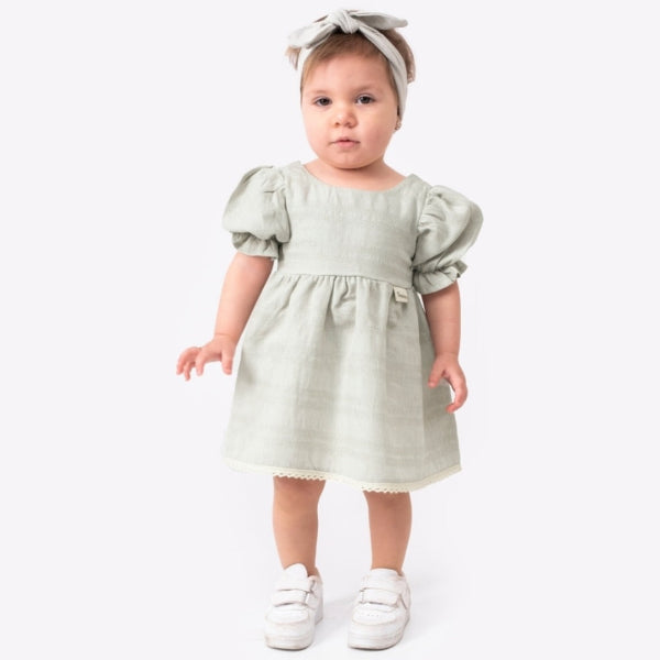 POPSHOPS Leinenkleid mit Schleife und Band (3–18 Monate) 