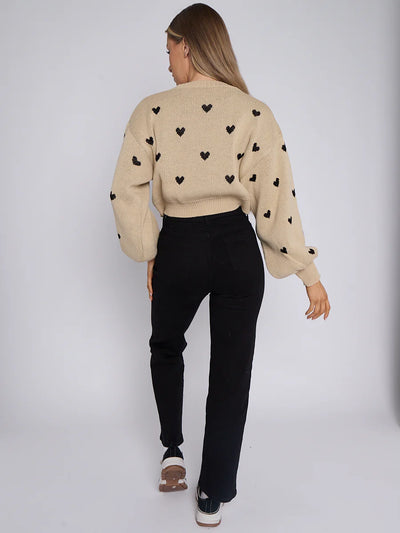 Übergroßer kurzer Strickpullover 