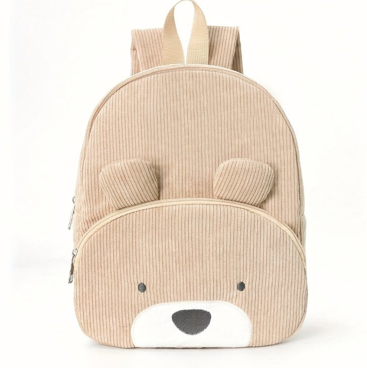 Children's backpack made of ribbed cotton - playful animal motifs