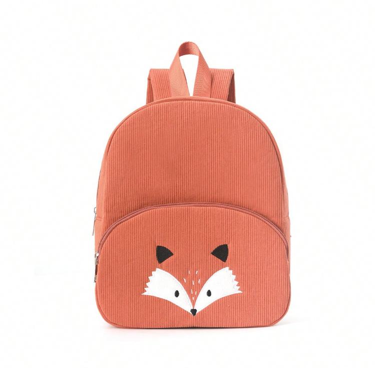 Children's backpack made of ribbed cotton - playful animal motifs