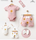 3-teiliges Sommerset - Rosa Sonnenblumen-Design (3-12 Monate) 