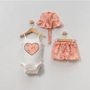 Summer three-piece set for babies “Heart &amp; Flowers” ​​– 100% cotton (62–86)
