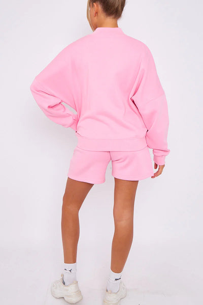 Oversize-Set: Bomber-Hoodie und Shorts
