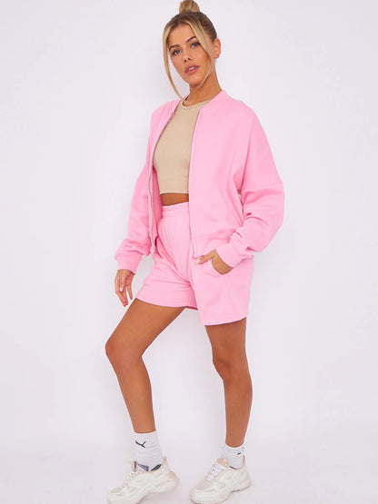 Oversized set: Bomber sweatshirt and shorts
