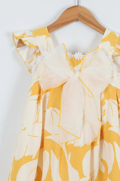 Gelbes Sommerkleid mit Schleife (2-5 Jahre)